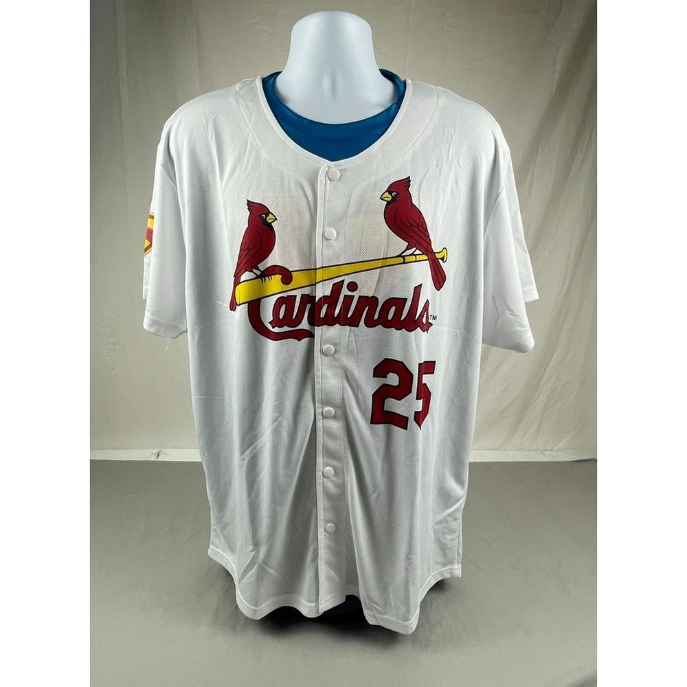 Superman St Louis Cardinals #25 Reveal Baseball Jersey DC Comics 2XL White Blue
